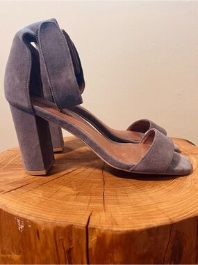 Jeffrey Campbell Holvey Suede Block Heel Ankle-Strap Sandals - Gray